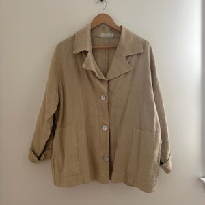 Cut Loose Lagenlook Linen Chore Coat Jacket Large Natural Color Pockets Artsy